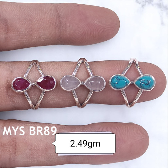 Wholesale Multi-Gemstone 2-Stone 925 Silver Double Teardrop Rings | MYS BR89 Wholesale Multi-Gemstone 2-Stone 925 Silver Double Teardrop Rings | MYS BR89