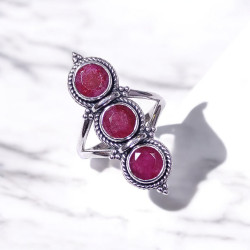 Wholesale Multi-Gemstone 3-Stone 925 Silver Rope Cage Rings | MYS BR90 Wholesale Multi-Gemstone 3-Stone 925 Silver Rope Cage Rings | MYS BR90
