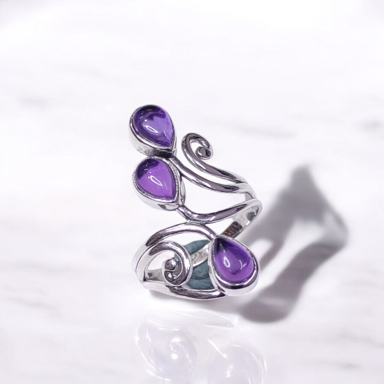 Wholesale Multi-Gemstone 3-Stone 925 Silver Filigree Rings | MYS BR92
