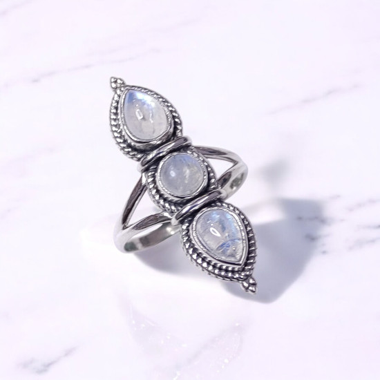 Wholesale Multi-Gemstone 3-Stone 925 Silver Rope Cage Rings | MYS BR93 Wholesale Multi-Gemstone 3-Stone 925 Silver Rope Cage Rings | MYS BR93