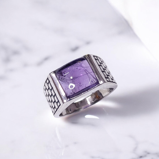 Wholesale Multi-Gemstone 925 Silver Square Textured Signet Rings | MYS BR94 Wholesale Multi-Gemstone 925 Silver Square Textured Signet Rings | MYS BR94
