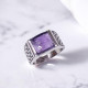 Wholesale Multi-Gemstone 925 Silver Square Textured Signet Rings | MYS BR94 Wholesale Multi-Gemstone 925 Silver Square Textured Signet Rings | MYS BR94