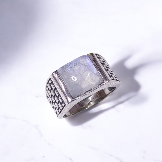 Wholesale Multi-Gemstone 925 Silver Square Textured Signet Rings | MYS BR94 Wholesale Multi-Gemstone 925 Silver Square Textured Signet Rings | MYS BR94