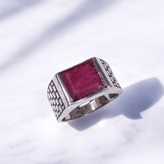 Wholesale Multi-Gemstone 925 Silver Square Textured Signet Rings | MYS BR94 Wholesale Multi-Gemstone 925 Silver Square Textured Signet Rings | MYS BR94