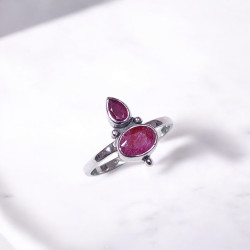 Wholesale Multi-Gemstone 2-Stone 925 Silver Asymmetric Rings | MYS BR95