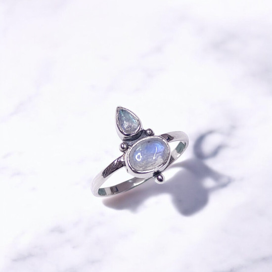 Wholesale Multi-Gemstone 2-Stone 925 Silver Asymmetric Rings | MYS BR95 Wholesale Multi-Gemstone 2-Stone 925 Silver Asymmetric Rings | MYS BR95