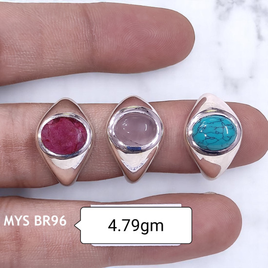 Wholesale Multi-Gemstone 925 Silver Tapered Signet Rings | MYS BR96 Wholesale Multi-Gemstone 925 Silver Tapered Signet Rings | MYS BR96