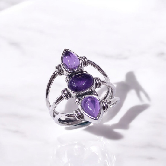 Wholesale Multi-Gemstone 3-Stone 925 Silver Tapered Cage Rings | MYS BR97 Wholesale Multi-Gemstone 3-Stone 925 Silver Tapered Cage Rings | MYS BR97