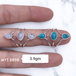 Wholesale Multi-Gemstone 3-Stone 925 Silver Open Cage Rings | MYS BR98