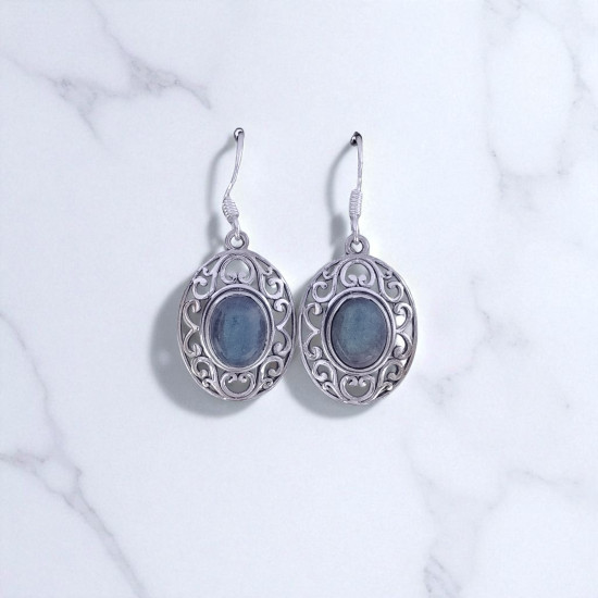 Wholesale 925 Sterling Silver Gemstone Drop Earrings | Vintage Openwork Scrollwork Filigree Medallion Natural Labradorite & Rose Quartz Cabochon Dangle Earrings (MYS E100) Wholesale 925 Sterling Silver Gemstone Drop Earrings | Vintage Openwork Scrollwork Filigree Medallion Natural Labradorite & Rose Quartz Cabochon Dangle Earrings (MYS E100)