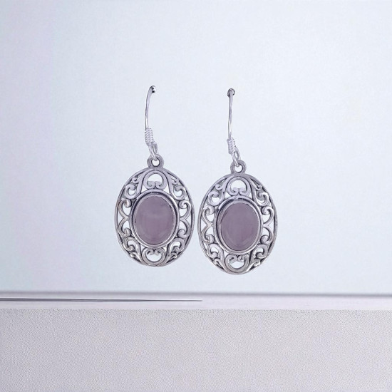 Wholesale 925 Sterling Silver Gemstone Drop Earrings | Vintage Openwork Scrollwork Filigree Medallion Natural Labradorite & Rose Quartz Cabochon Dangle Earrings (MYS E100) Wholesale 925 Sterling Silver Gemstone Drop Earrings | Vintage Openwork Scrollwork Filigree Medallion Natural Labradorite & Rose Quartz Cabochon Dangle Earrings (MYS E100)