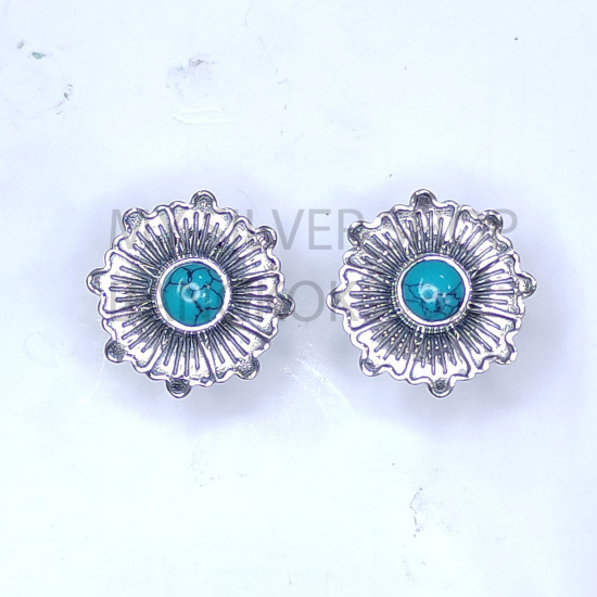 Wholesale 925 Sterling Silver Concho Stud Earrings | Native Sunburst Multi Gemstone Jewelry (MYS E103) Wholesale 925 Sterling Silver Concho Stud Earrings | Native Sunburst Multi Gemstone Jewelry (MYS E103)