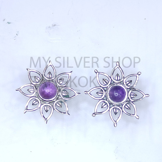 Wholesale 925 Sterling Silver Flower Stud Earrings | Openwork Sunburst Multi Gemstone Jewelry (MYS E104) Wholesale 925 Sterling Silver Flower Stud Earrings | Openwork Sunburst Multi Gemstone Jewelry (MYS E104)