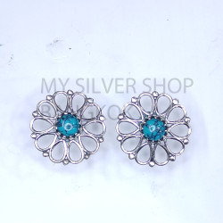 Wholesale 925 Sterling Silver Flower Stud Earrings | Wire Filigree Openwork Multi Gemstone Jewelry (MYS E105) Wholesale 925 Sterling Silver Flower Stud Earrings | Wire Filigree Openwork Multi Gemstone Jewelry (MYS E105)