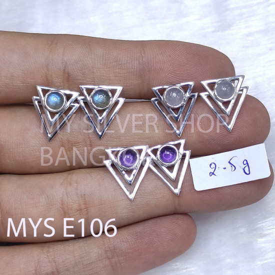 Wholesale 925 Sterling Silver Geometric Stud Earrings | Double Triangle Multi Gemstone Jewelry (MYS E106) Wholesale 925 Sterling Silver Geometric Stud Earrings | Double Triangle Multi Gemstone Jewelry (MYS E106)