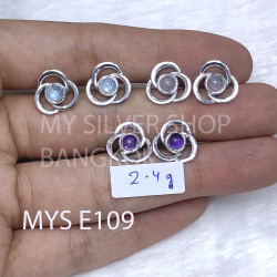 Wholesale 925 Sterling Silver Celtic Stud Earrings | Triquetra Trinity Knot Multi Gemstone Jewelry (MYS E109)