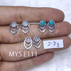 Wholesale Multi-Gemstone Chevron 925 Sterling Silver Studs Set | MYS E111