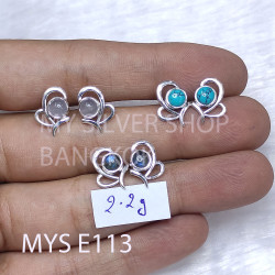 Wholesale Multi-Gemstone Butterfly 925 Sterling Silver Studs Set | MYS E113