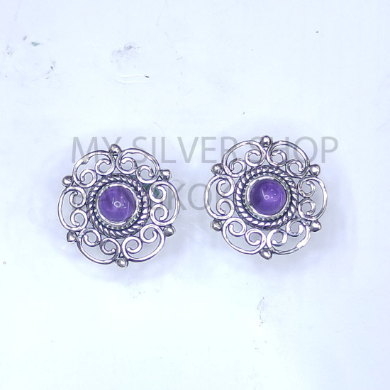 Wholesale Multi-Gemstone Lace Filigree Mandala 925 Silver Studs Set | MYS E116