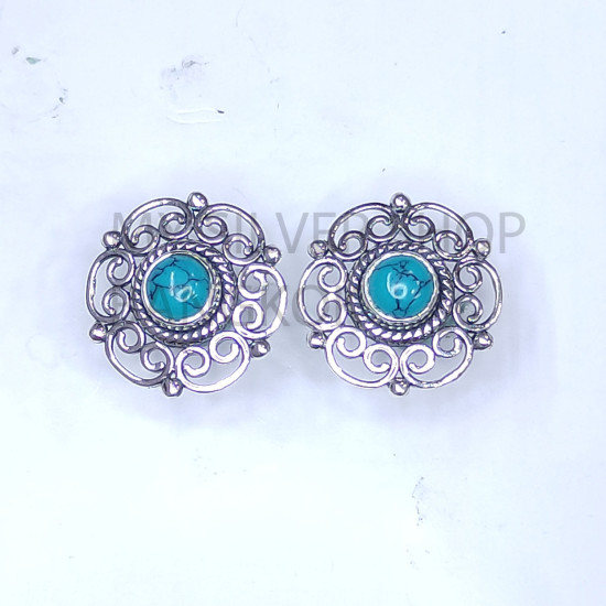 Wholesale Multi-Gemstone Lace Filigree Mandala 925 Silver Studs Set | MYS E116