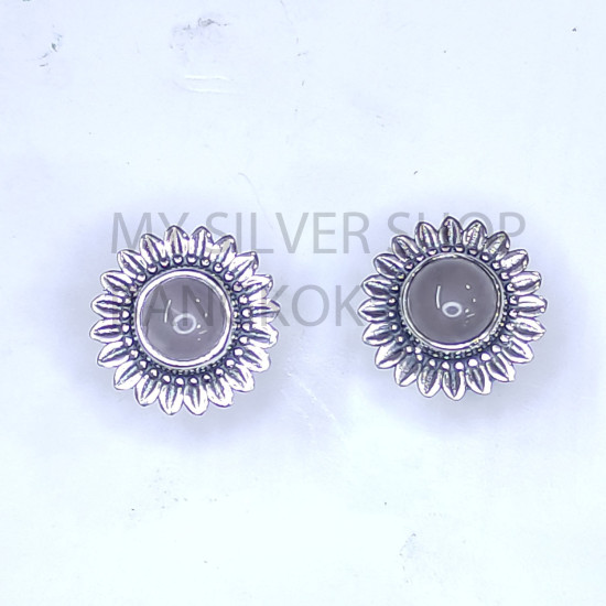 Wholesale Rose Quartz 925 Sterling Silver Sunflower Stud Earrings | MYS E121 Wholesale Rose Quartz 925 Sterling Silver Sunflower Stud Earrings | MYS E121