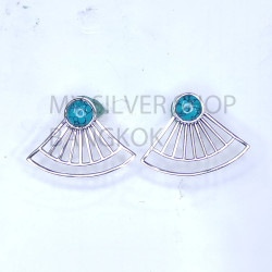 Wholesale Turquoise 925 Sterling Silver Sunburst Fan Stud Earrings | MYS E122 Wholesale Turquoise 925 Sterling Silver Sunburst Fan Stud Earrings | MYS E122