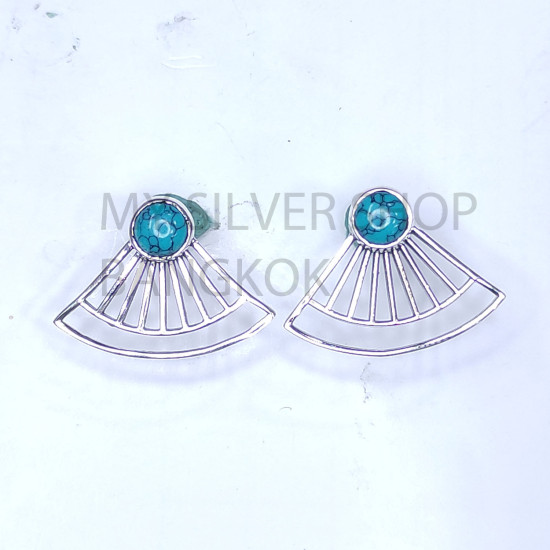 Wholesale Turquoise 925 Sterling Silver Sunburst Fan Stud Earrings | MYS E122 Wholesale Turquoise 925 Sterling Silver Sunburst Fan Stud Earrings | MYS E122