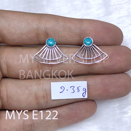 Wholesale Turquoise 925 Sterling Silver Sunburst Fan Stud Earrings | MYS E122 Wholesale Turquoise 925 Sterling Silver Sunburst Fan Stud Earrings | MYS E122