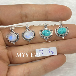 Wholesale Multi-Gemstone 925 Silver Crescent Fan Dangle Earrings | MYS E79