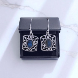 Wholesale Multi-Gemstone 925 Silver Rectangular Filigree Dangle Earrings | MYS E80 Wholesale Multi-Gemstone 925 Silver Rectangular Filigree Dangle Earrings | MYS E80
