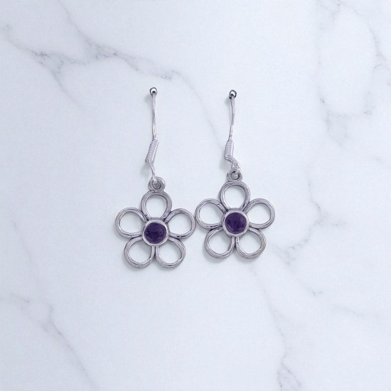 Wholesale Multi-Gemstone 925 Silver 6-Petal Flower Dangle Earrings | MYS E81 Wholesale Multi-Gemstone 925 Silver 6-Petal Flower Dangle Earrings | MYS E81