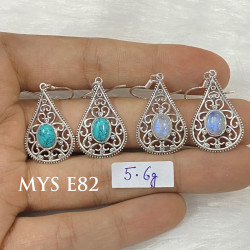 Wholesale Multi-Gemstone 925 Silver Teardrop Filigree Dangle Earrings | MYS E82