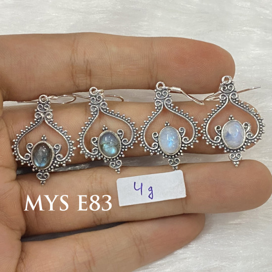 Wholesale Multi-Gemstone 925 Silver Balinese Arch Dangle Earrings | MYS E83 Wholesale Multi-Gemstone 925 Silver Balinese Arch Dangle Earrings | MYS E83