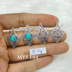 Wholesale Multi-Gemstone 925 Silver Diamond Filigree Dangle Earrings | MYS E84