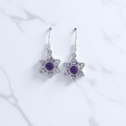 Wholesale Multi-Gemstone 925 Silver Hexagram Star Dangle Earrings | MYS E85