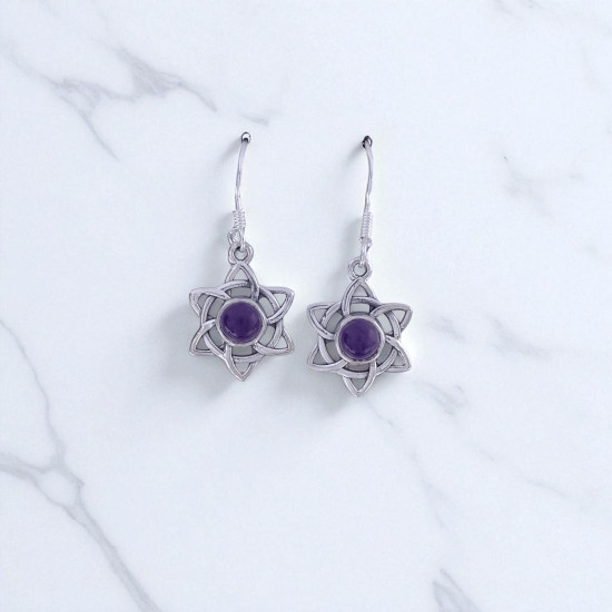 Wholesale Multi-Gemstone 925 Silver Hexagram Star Dangle Earrings | MYS E85 Wholesale Multi-Gemstone 925 Silver Hexagram Star Dangle Earrings | MYS E85