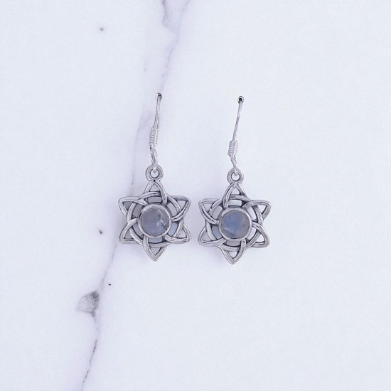 Wholesale Multi-Gemstone 925 Silver Hexagram Star Dangle Earrings | MYS E85 Wholesale Multi-Gemstone 925 Silver Hexagram Star Dangle Earrings | MYS E85