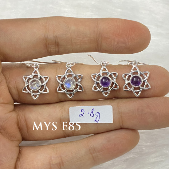 Wholesale Multi-Gemstone 925 Silver Hexagram Star Dangle Earrings | MYS E85 Wholesale Multi-Gemstone 925 Silver Hexagram Star Dangle Earrings | MYS E85