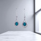 Wholesale 925 Sterling Silver Gemstone Drop Earrings | Minimalist Openwork Nested Teardrop Pear-Cut Natural Turquoise & Rainbow Moonstone Dangle Earrings (MYS E93)