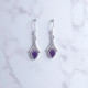 Wholesale 925 Sterling Silver Gemstone Drop Earrings | Minimalist Sculpted Wishbone Chevron Pear-Cut Natural Amethyst & Turquoise Dangle Earrings (MYS E95)