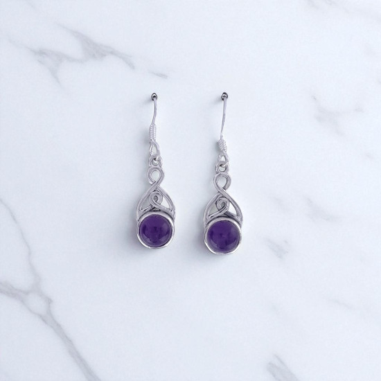 Wholesale 925 Sterling Silver Gemstone Drop Earrings | Bohemian Infinity Swirl Celtic Knot Openwork Natural Amethyst & Turquoise Dangle Earrings (MYS E96) Wholesale 925 Sterling Silver Gemstone Drop Earrings | Bohemian Infinity Swirl Celtic Knot Openwork Natural Amethyst & Turquoise Dangle Earrings (MYS E96)