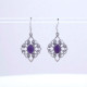 Wholesale 925 Sterling Silver Gemstone Drop Earrings | Vintage Openwork Filigree Scrollwork Mandala Natural Rose Quartz & Amethyst Cabochon Dangle Earrings (MYS E97) Wholesale 925 Sterling Silver Gemstone Drop Earrings | Vintage Openwork Filigree Scrollwork Mandala Natural Rose Quartz & Amethyst Cabochon Dangle Earrings (MYS E97)