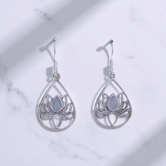 Wholesale 925 Sterling Silver Gemstone Drop Earrings | Sacred Openwork Lotus Flower Teardrop Frame Natural Rainbow Moonstone & Amethyst Dangle Earrings (MYS E98) Wholesale 925 Sterling Silver Gemstone Drop Earrings | Sacred Openwork Lotus Flower Teardrop Frame Natural Rainbow Moonstone & Amethyst Dangle Earrings (MYS E98)