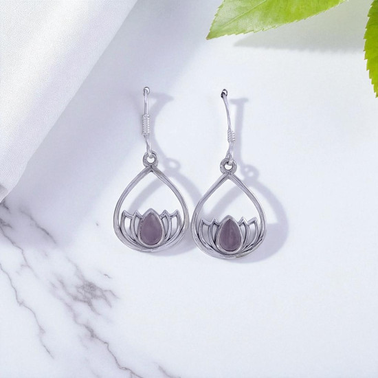 Wholesale 925 Sterling Silver Gemstone Drop Earrings | Sacred Openwork Lotus Flower Teardrop Frame Natural Rose Quartz & Rainbow Moonstone Dangle Earrings (MYS E99) Wholesale 925 Sterling Silver Gemstone Drop Earrings | Sacred Openwork Lotus Flower Teardrop Frame Natural Rose Quartz & Rainbow Moonstone Dangle Earrings (MYS E99)