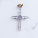 Wholesale 925 Sterling Silver Gemstone Pendant | Elegant Openwork Celtic Marquise Cross Natural Rose Quartz & Rainbow Moonstone Charm (MYS P1)