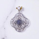 925 Sterling Silver Gemstone Pendant | Vintage Openwork Quatrefoil Filigree Lace Floral Natural Labradorite & Rose Quartz Medallion Charm (MYS P10) 925 Sterling Silver Gemstone Pendant | Vintage Openwork Quatrefoil Filigree Lace Floral Natural Labradorite & Rose Quartz Medallion Charm (MYS P10)