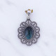 Wholesale 925 Sterling Silver Gemstone Pendant | Vintage Oxidized Oval Scalloped Filigree Scrollwork Granulated Halo Natural Rose Quartz & Labradorite Statement Charm (MYS P11) Wholesale 925 Sterling Silver Gemstone Pendant | Vintage Oxidized Oval Scalloped Filigree Scrollwork Granulated Halo Natural Rose Quartz & Labradorite Statement Charm (MYS P11)