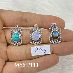 Wholesale Multi-Gemstone 925 Silver Vintage Filigree Frame Pendants | MYS P111
