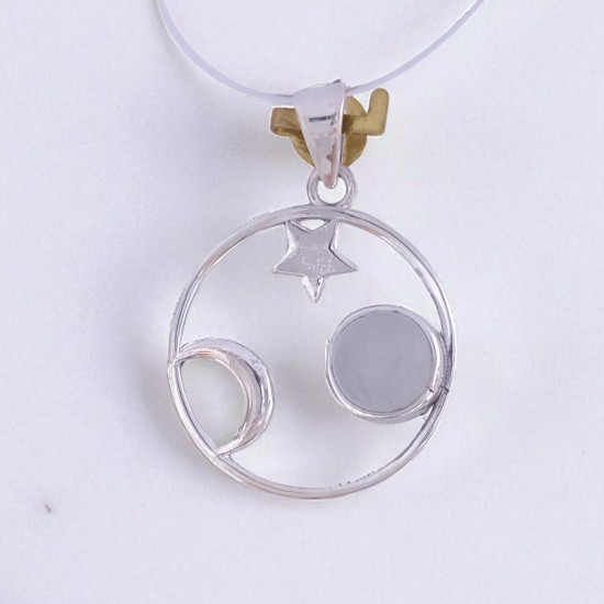 Wholesale Multi-Gemstone 925 Silver Celestial Moon & Star Pendants | MYS P114