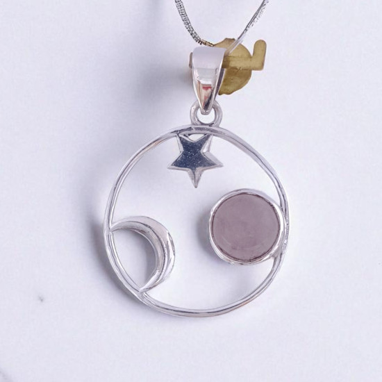 Wholesale Multi-Gemstone 925 Silver Celestial Moon & Star Pendants | MYS P114